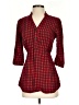 Odille Checkered-gingham Red 3/4 Sleeve Button-Down Shirt Size 0 - photo 1