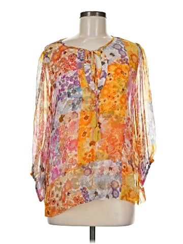 Johnny Was 3/4 Sleeve Silk Top (view 1)