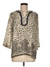 Zac & Rachel Animal Print Tan 3/4 Sleeve Blouse Size M - photo 1