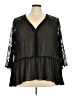Boutique + 100% Polyester Black 3/4 Sleeve Blouse Size 3X Plus - photo 1