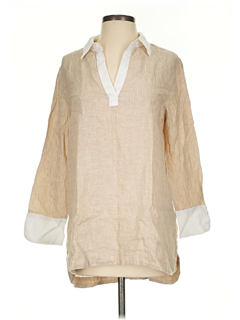 Vineyard Vines 3/4 Sleeve Button Down Shirt In Tan