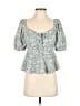 Hem & Thread 100% Polyester Teal 3/4 Sleeve Blouse Size S - photo 1