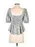 Hem & Thread 100% Polyester Teal 3/4 Sleeve Blouse Size S - photo 2
