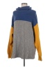 Free People Color Block Blue Turtleneck Sweater Size M - photo 1