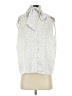 Ann Taylor Animal Print Silver Sleeveless Button-Down Shirt Size XS - photo 1