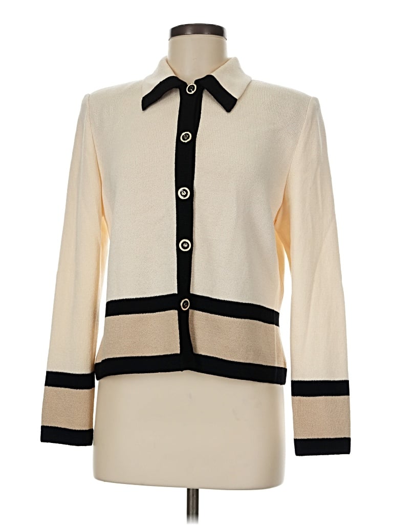 Pre-owned St. John Collection By Marie Gray Cardigan Sweater In Ivory