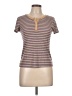 Pink Rose Tweed Brown Short Sleeve Henley Size L - photo 1