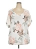 Unbranded Floral Ivory Short Sleeve Blouse Size 2XL - photo 1
