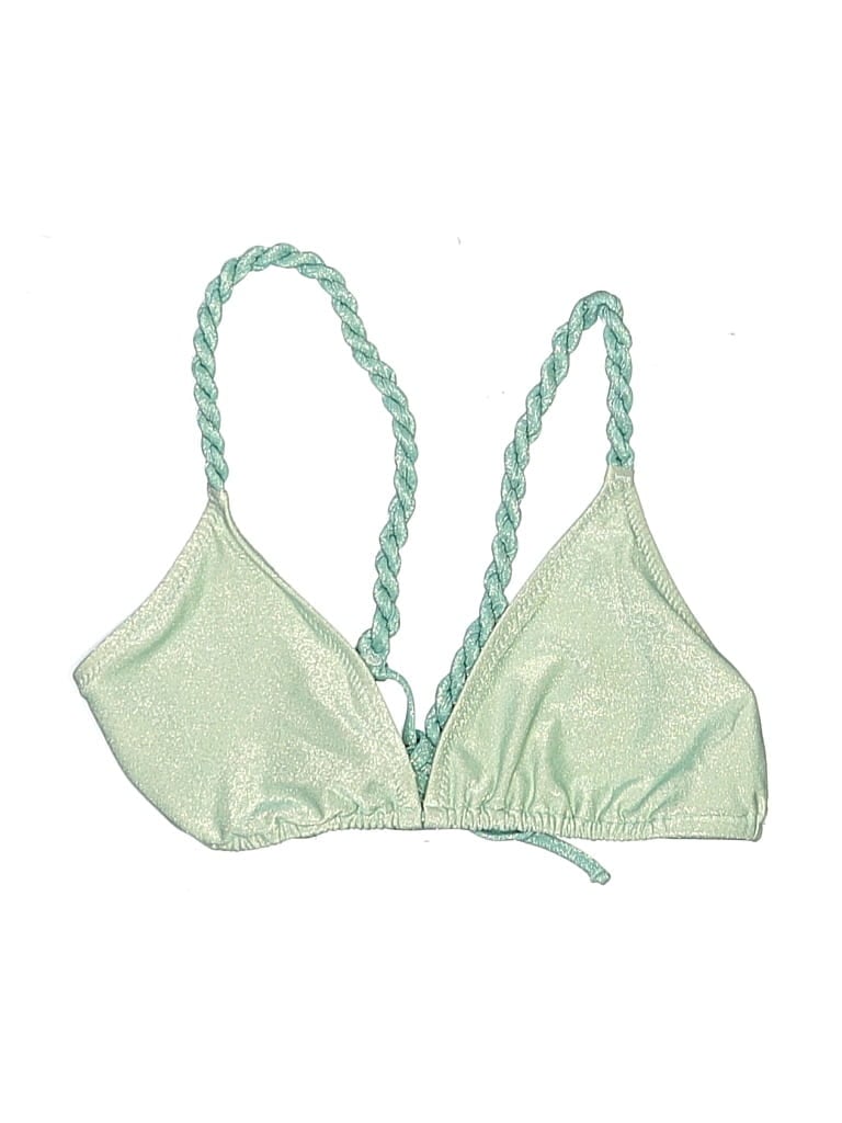 Pre-owned Shani Shemer Swimsuit Top Green Metallic Pattern Swimwear
