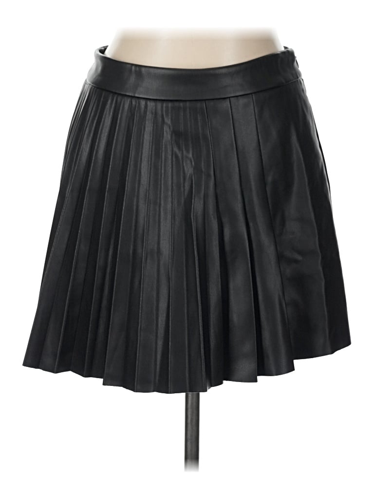 Pre-owned Mng Faux Leather Skirt In Black