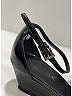 Prada Gray Black Patent Leather Wedges Size EU 39 - photo 5