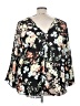 Kaya di Koko 100% Polyester Floral Black 3/4 Sleeve Blouse Size 3X - photo 2