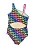 Lands' End Hearts Purple One Piece Swimsuit Size 12 - photo 2