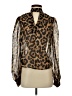 Shein 100% Polyester Animal Print Brown Long Sleeve Blouse Size XS - photo 1
