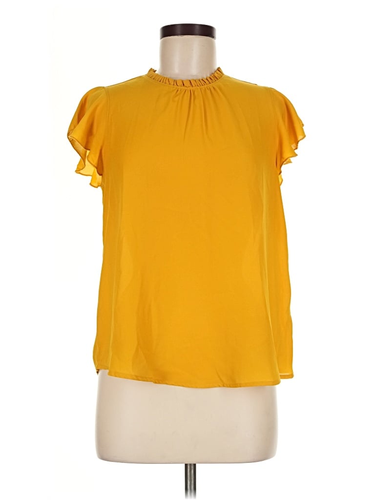 Pre-owned Forever 21 Contemporary Short Sleeve Blouse In Yellow