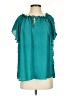 Worthington 100% Polyester Teal Short Sleeve Blouse Size S - photo 1