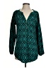 Mud Pie 100% Polyester Argyle Aztec Or Tribal Print Checkered-gingham Chevron-herringbone Green Teal Long Sleeve Blouse Size S - photo 1