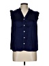 Red Haute 100% Rayon Blue Sleeveless Button-Down Shirt Size L - photo 1