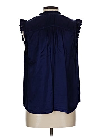 Red Haute Sleeveless Button-Down Shirt (view 2)