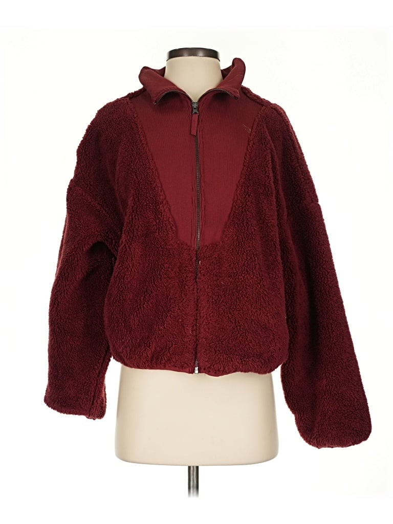 Pre-owned All In Motion Faux Fur Jacket In Burgundy