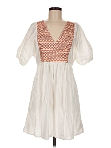 Madewell Embroidered Poplin V-Neck Mini Dress (view 1)