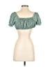Zaful 100% Polyester Green Short Sleeve Blouse Size 4 - photo 2