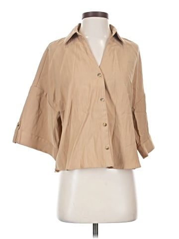 Zara 3/4 Sleeve Button-Down Shirt (view 1)