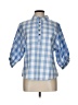 Assorted Brands Checkered-gingham Blue 3/4 Sleeve Button-Down Shirt Size L (estimated) - photo 1