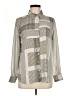 Rose + Olive 100% Polyester Houndstooth Gray Long Sleeve Blouse Size M - photo 1