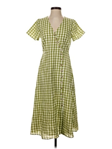 Madewell Button-Wrap Midi Dress in Gingham Check (view 1)