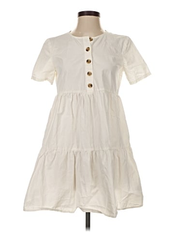Madewell Button-Front Short-Sleeve Tiered Mini Dress (view 1)