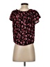 Express 100% Rayon Floral Black Short Sleeve Blouse Size S - photo 2