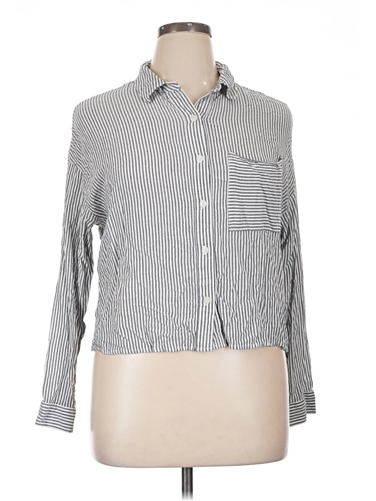 Pre-owned Wild Fable Long Sleeve Button Down Shirt In Gray