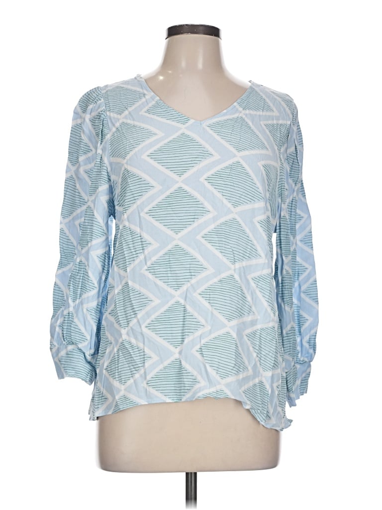 Pre-owned Michelle Mcdowell 3/4 Sleeve Blouse In Blue