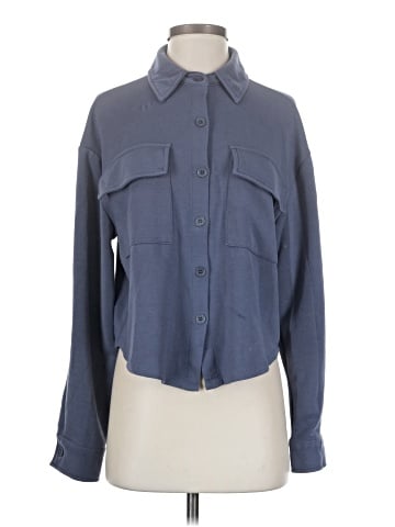 Happily Grey Long Sleeve Button-Down Shirt (view 1)