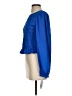 Elegantees Solid Blue Long Sleeve Blouse Size S - photo 5