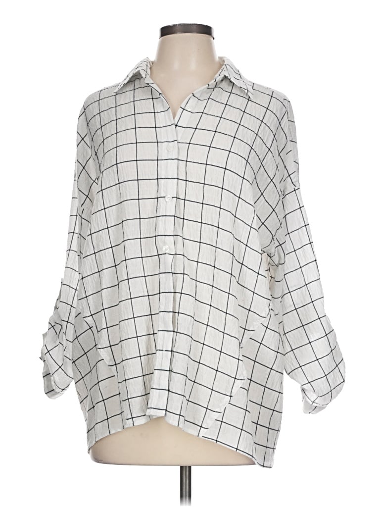 Pre-owned Max Studio 3/4 Sleeve T-shirt In Silver