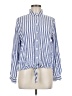 BeachLunchLounge Stripes Blue Long Sleeve Blouse Size M - photo 1