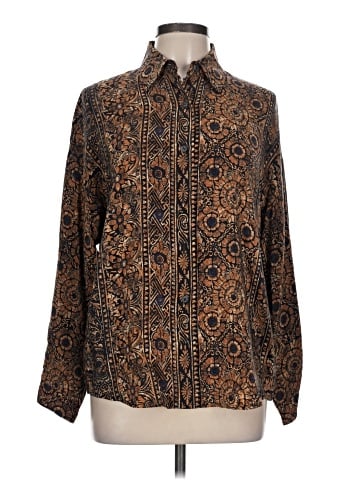 Linda Allard Ellen Tracy Long Sleeve Silk Top (view 1)