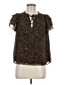 1.State 100% Polyester Brown Short Sleeve Blouse Size M - photo 1