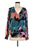 Trina Turk 100% Polyester Floral Teal Long Sleeve Blouse Size M - photo 1