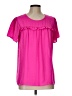 Pleione 100% Polyester Solid Pink Short Sleeve Blouse Size L - photo 1