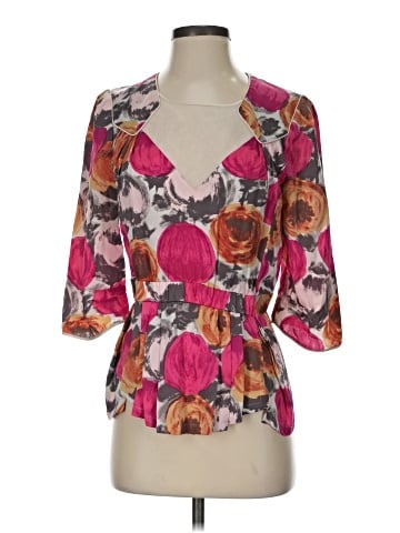 BCBGMAXAZRIA 3/4 Sleeve Silk Top (view 1)