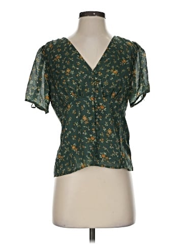 Madewell Silk Evie Tie-Sleeve Top in Fresh Sprigs (view 1)