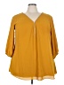 City Chic 100% Polyester Yellow Orange 3/4 Sleeve Blouse Size 22 - photo 1