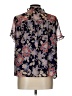 Pleione 100% Polyester Floral Black Short Sleeve Blouse Size L - photo 2