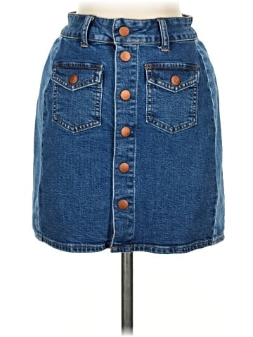 Madewell Stretch Denim Straight Mini Skirt: Pieced Edition (view 1)