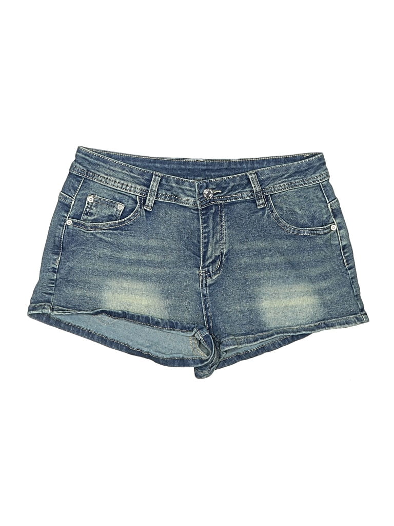 Pre-owned Romwe Denim Shorts In Blue