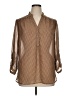 Tacera 100% Polyester Chevron-herringbone Brown Long Sleeve Blouse Size XL - photo 1