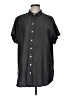 Soft Surroundings Black Short Sleeve Button-Down Shirt Size M - photo 1